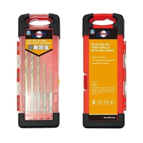 סט 5 מקדחי טיטניום קנה משושה - NORTOOLS STARHSS-5PC