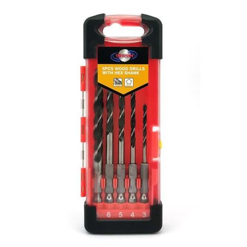 סט 5 מקדחים לעץ קנה משושה 3,4,5,6,8 - NORTOOLS STARWOOD-5PC