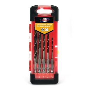 סט 5 מקדחים לעץ קנה משושה 3,4,5,6,8 - NORTOOLS STARWOOD-5PC