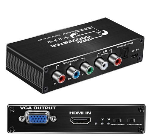 מתאם HDMI ממיר אותות כולל אודיו 1080 טרנסקודר YPbPr Componnets to VGA Converter