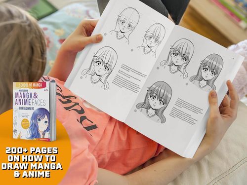 חוברת הדרכה לציור מנגה ואנימה SCHOOL OF MANGA - HOW TO DRAW MANGA& ANIME FACES 