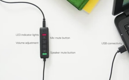 אוזניות חוטיות Dell 520-AAVV Stereo Headset WH1022