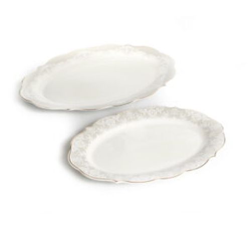סט 2 מגשים Lace לבן/ אפור/ זהב
