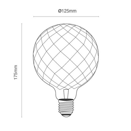 לד גלוב 125 דמוי פחם "קריסטל" 8W E27 2700K ניתן לעמעום יורולוקס 
