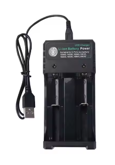 מטען USB זוגי לסוללות מהדגמים 18650 26650 21700 10440 14500 16340 A AA AAA AAAA Li-ion NiCd NiMH 