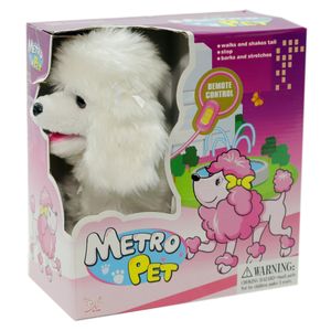 בובת כלב על שלט הולך ומקשקש בזנב עם רצועה - לבן