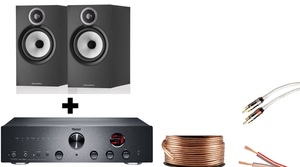 זוג רמקולי מדף מבית BOWERS & WILKINS מדגם 606S3 + מגבר סטריאו היברידי ברמה גבוהה מבית MAGNAT דגם MA700