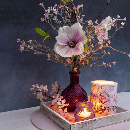 נר מעוצב Pink Magnolia