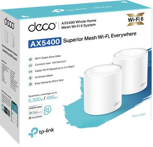 ראוטר TP-Link AX5400 Whole Home Mesh Wi-Fi System Deco X60 - שתי יחידות