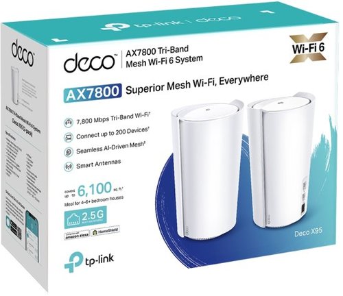 ראוטר TP-Link AX7800 Whole Home Mesh Tri-Band Wi-Fi 6 System Deco X95 - שתי יחידות