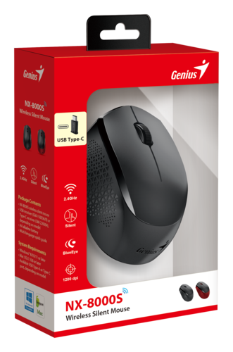 עכבר אלחוטי Genius NX-8000S BlueEye SILENT - שחור 