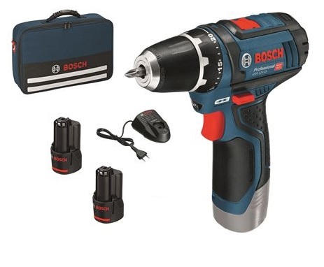 מברגה 12V דגם GSR 12V-15 כולל 2 סוללות 2AH מבית BOSCH