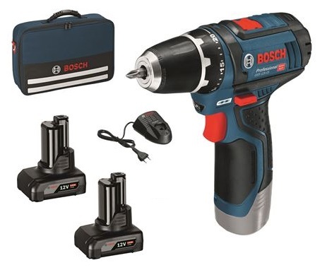 מברגה 12V דגם GSR 12V-15 כולל 2 סוללות 4AH מבית BOSCH