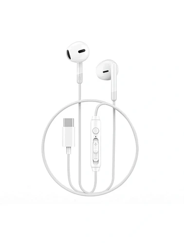 אוזניות לטלפון עם חיבור טייפ סי WiWU EarBuds EB314 Type-C - צבע לבן