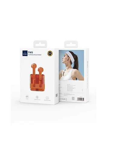 אוזניות בלוטוס WIWU T21 TWS כתום שקוף