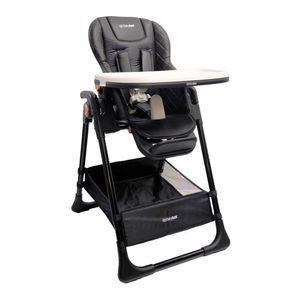 כסא אוכל PRIMO עם 6 מצבי גובה, חמישה מצבי שכיבה וריפוד דמוי עור קל לניקוי - שחור נגיעות נחושת