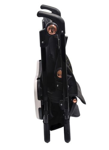 כסא אוכל PRIMO עם 6 מצבי גובה, חמישה מצבי שכיבה וריפוד דמוי עור קל לניקוי - שחור נגיעות נחושת