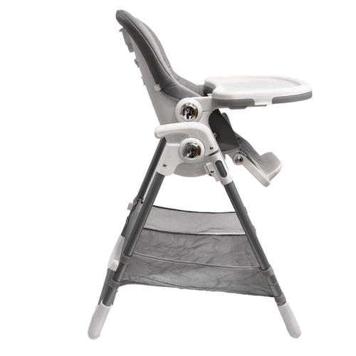 כסא אוכל PRIMO עם 6 מצבי גובה, חמישה מצבי שכיבה וריפוד דמוי עור קל לניקוי - שחור נגיעות נחושת