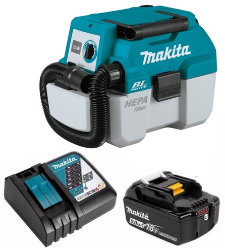 שואב יבש/רטוב נטען 18V כולל סוללה 5.0 אמפר ומטען MAKITA DVC750LZ מקיטה
