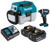סט מברגת אימפקט דגם MAKITA DTD152Z +  שואב יבש/רטוב DVC750LZ MAKITA + שתי סוללות 5AH ומטען מהיר מבית Makita מקיטה