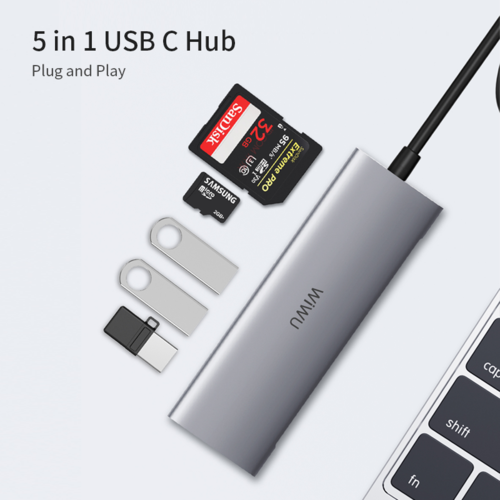 תחנת עגינה 5 ב 1 עם חיבור USB Type C דגם WIWU Alpha 532ST