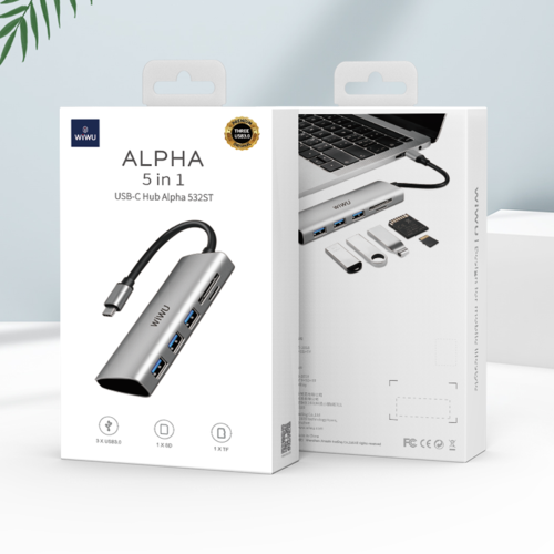 תחנת עגינה 5 ב 1 עם חיבור USB Type C דגם WIWU Alpha 532ST