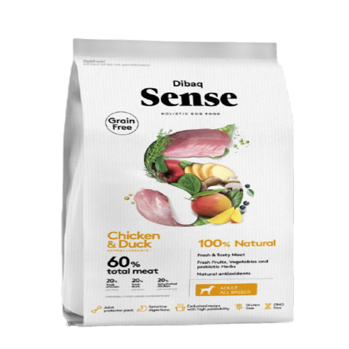 אוכל לכלבים בוגרים דיבאק סנס עוף וברווז 12 ק"ג Sense