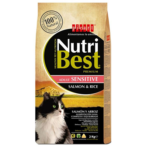 NutriBest נוטריבסט חתול סנסיטיב סלמון ואורז 2 ק"ג
