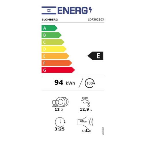 מדיח כלים רחב 13 מע' Blomberg LDF30210X נירוסטה