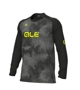 חולצת רכיבה שטח שרוול ארוך קייצי ALE MTB LONG SLEEVE JERSEY שחור-צהוב, שטח, פרירייד אריג אוורירי עמיד ומנדף מאוד