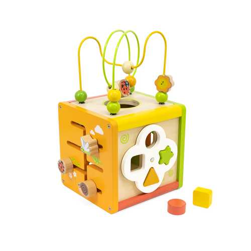 קוביית פעילות מולטיאקטיבית - 5-ב-1 מעץ
