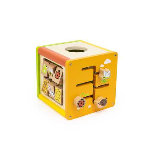 קוביית פעילות מולטיאקטיבית - 5-ב-1 מעץ