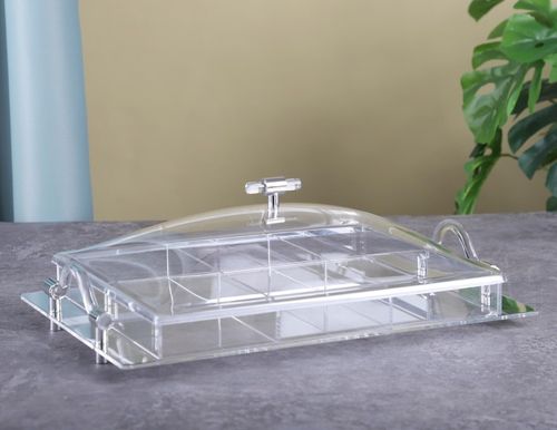 קסרולה מלבנית + 6 קעריות אקריל כסף 46*32 ס