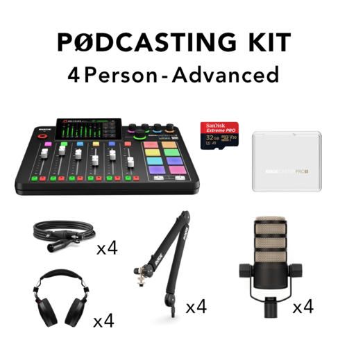 קיט מוצרים להקלטת פודקאסט 4 דוברים RODE Podcasting Kit Advanced