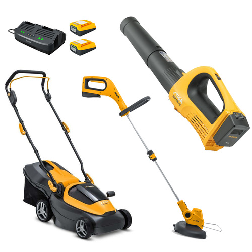 באנדל מכסחת 132 + מפוח BL100 + חרמש GT100 + סוללה 4 ומטען מק"ט 50423