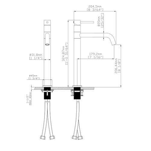 ברז גבוה לכיור מונח רחצה שחור מט - דגם:B205A