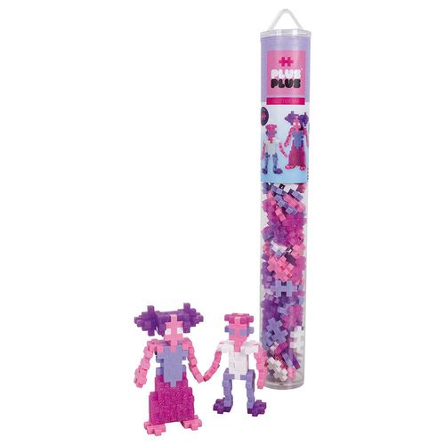 משחק הרכבה 100 חלקים קטנים במארז צינור רב פעמי - ורוד מנצנץ