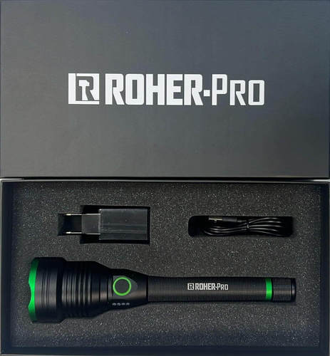 פנס לד אלומיניום נטען טקטי 6000 לומן ROHER PRO