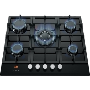 כיריים גז זכוכית טיימר מובנה 5 להבות דגם LyVent HOT676 שחור