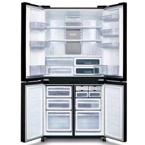 מקרר 4 דלתות 611 ליטר Sharp SJ-8841-BK זכוכית שחורה