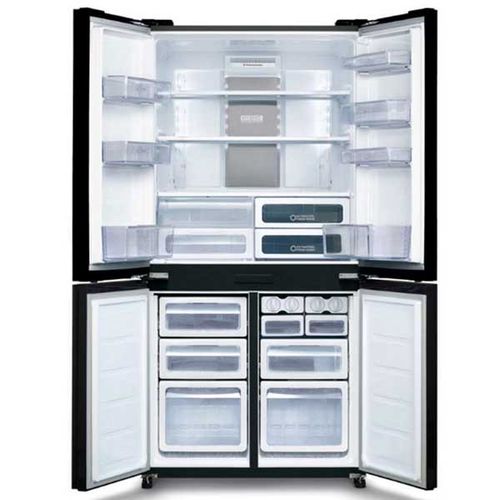 מקרר 4 דלתות 611 ליטר Sharp SJ-8841-BK זכוכית שחורה