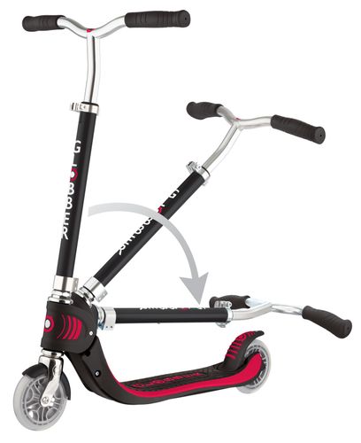 קורקינט מתקפל לילדים ונוער פלואו FLOW FOLDABLE 125 עם משטח רחב וכידון V משופר - שחור/אדום