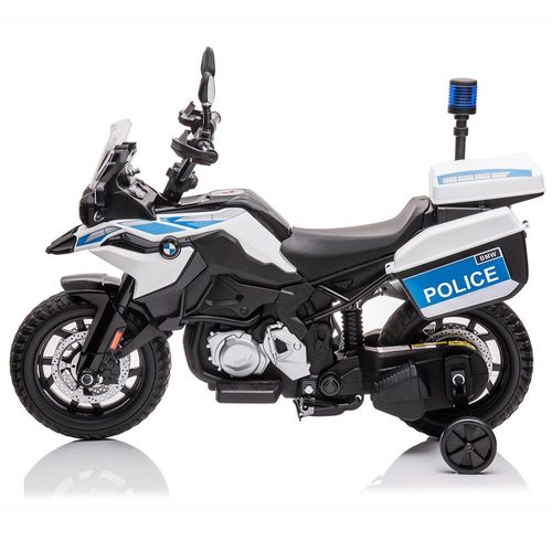 אופנוע לילדים BMW F850 12V מקורי כולל מזוודות יבואן רשמי גלגלי גומי-משטרה