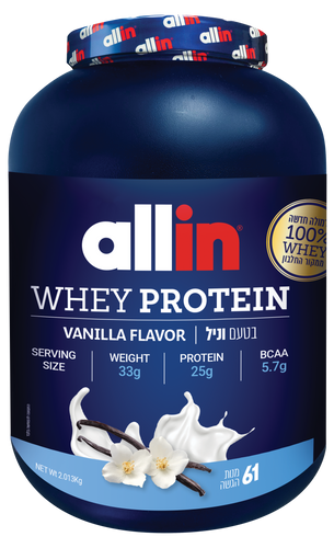 אבקת חלבון WHEY בטעם וניל 2 קג allin