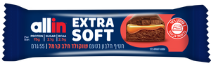 חטיף חלבון בטעם שוקולד חלב וקרמל אול-אין