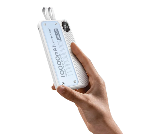 מטען נייד 10000mAh 22.5W עם צג וכבל מובנה דגם ZK-10 WHITE