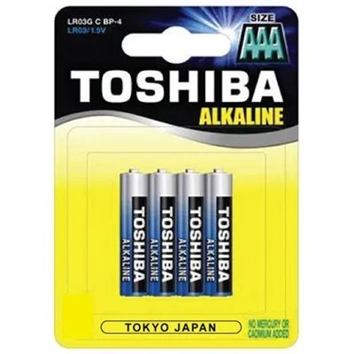 AAA LR03 TOSHIBA אלקליין בליסטר 4 יח