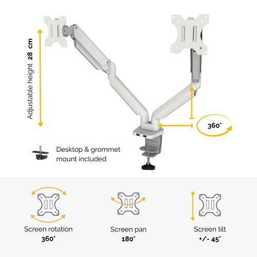 זרוע מסך לשני מסכים Platinum Series Dual Monitor Arms