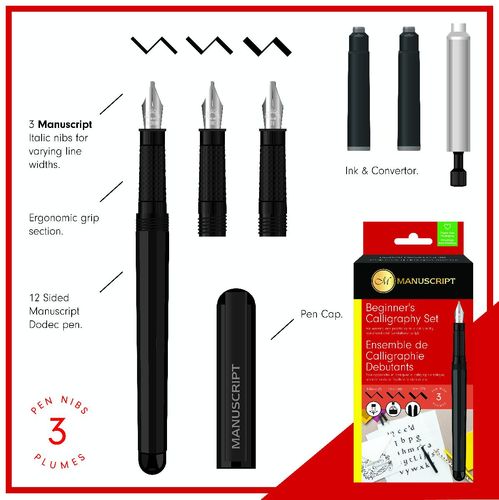סט עט נובע קליגרפי | 3 ראשים | Beginner’s Calligraphy Set