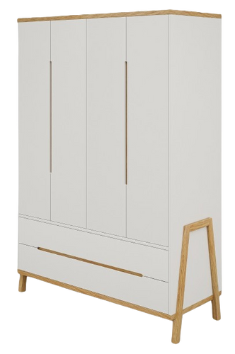 ארון רחב לחדר תינוק / ילדים 4 דלתות עשוי MDF עם מסילות טריקה שקטה - רומא